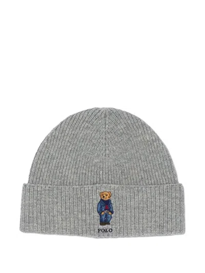 Polo Ralph Lauren Bear Beanie Hat In Gray