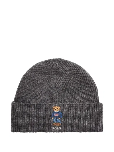 Polo Ralph Lauren Bear Beanie Hat In Gray