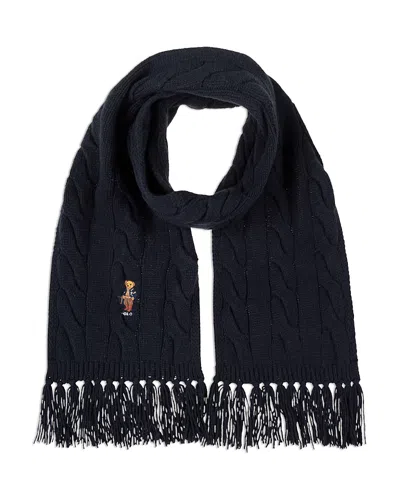 Polo Ralph Lauren Bear Cable Knit Scarf In Blue