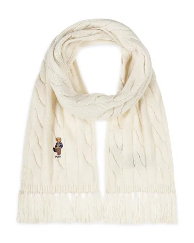 Polo Ralph Lauren Bear Cable Knit Scarf In White