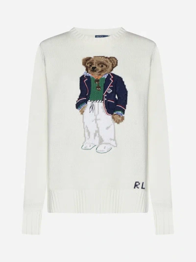 Polo Ralph Lauren Pullover In Cotone Polo Bear In White