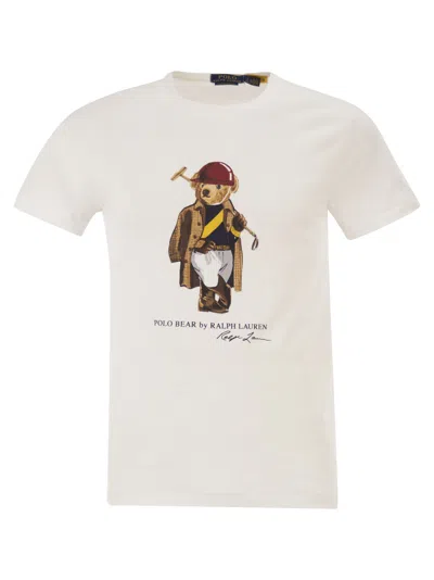 Polo Ralph Lauren Bear Custom Slim Fit Polo Shirt In White
