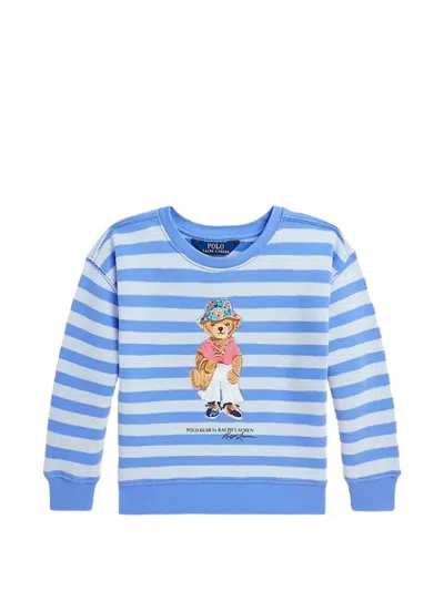 Polo Ralph Lauren Kids' Bear-detail Striped Sweatshirt In Blue