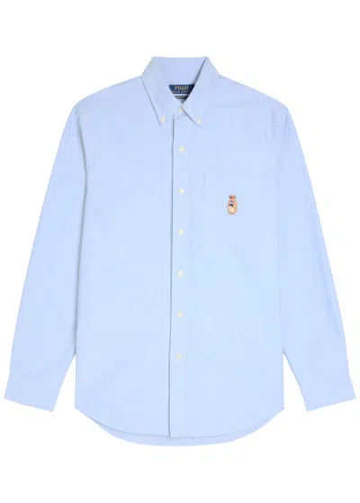 Polo Ralph Lauren Bear-embroidered Cotton Shirt In Blue