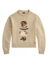 Polo Ralph Lauren Bear Graphic Roll Neck Sweater In Neutral