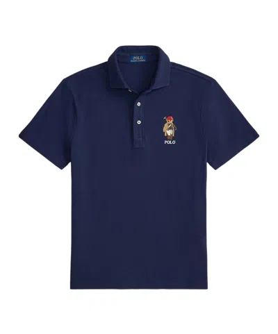 Polo Ralph Lauren Bear Embroidered Polo Shirt In Blue