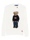 Polo Ralph Lauren Womens Deckwash White Multi Polo Bear Round-neck Linen-cotton Knitted Jumper In White