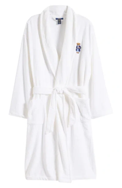 Polo Ralph Lauren Bear Embroidered Terry Cloth Robe In White