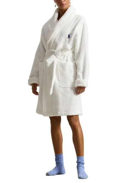 Polo Ralph Lauren Bear Embroidered Terry Cloth Robe In White