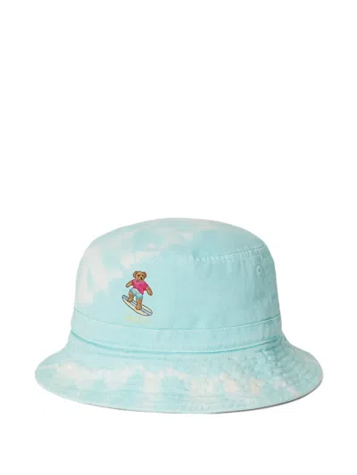 Polo Ralph Lauren Kids' Bear-embroidered Tie-dye Bucket Hat In Blue