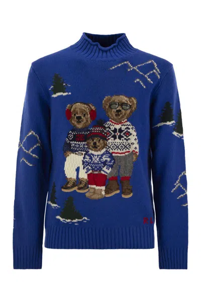 Polo Ralph Lauren Bear Family Polo Shirt In Blue