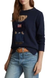 Polo Ralph Lauren Polo Bear Intarsia Cotton And Linen Sweater In Navy Multi