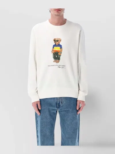 POLO RALPH LAUREN BEAR GRAPHIC COTTON CREWNECK SWEATER