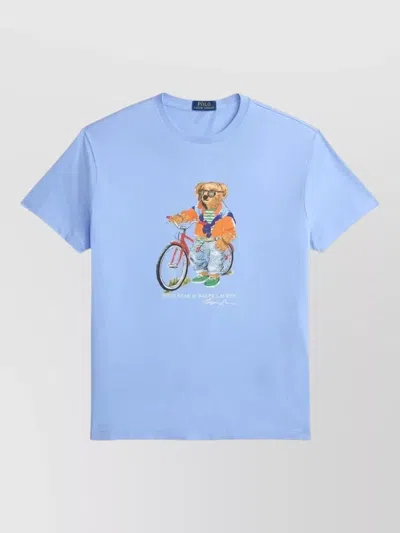 Polo Ralph Lauren Bear Graphic Crew Neck Summer T-shirt In Blue