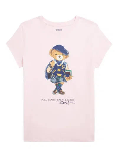 Polo Ralph Lauren Kids' Bear Graphic T-shirt In Pink