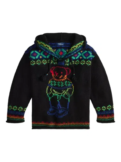POLO RALPH LAUREN BEAR-INTARSIA HOODED SWEATER