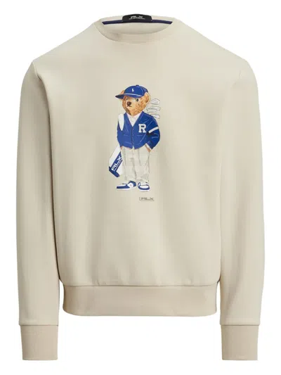 Polo Ralph Lauren Bear-logo Crew-neck Sweatshirt In Neutral