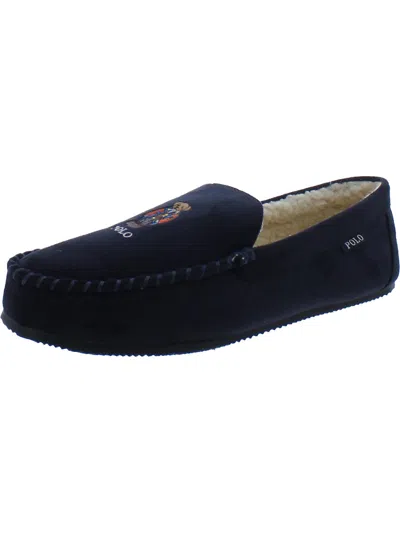 Polo Ralph Lauren Bear Moccasin Mens Faux Suede Memory Foam Loafer Slippers In Blue