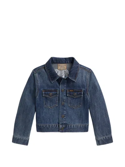 Polo Ralph Lauren Kids' Bear-motif Denim Jacket In Blue