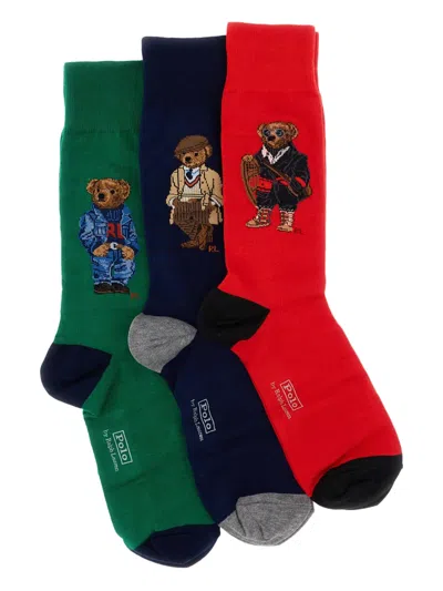 POLO RALPH LAUREN BEAR-MOTIF KNEE-HIGH SOCKS SET