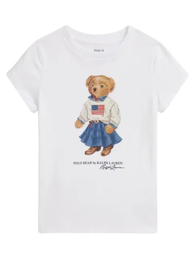 Polo Ralph Lauren Bear Polo Shirt In Cotton Jersey In White