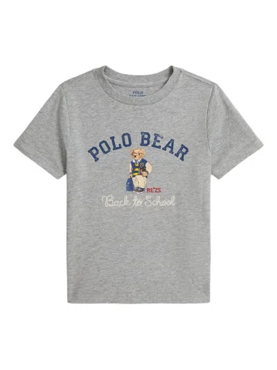 Polo Ralph Lauren Kids' Bear Print Crew-neck T-shirt In Gray