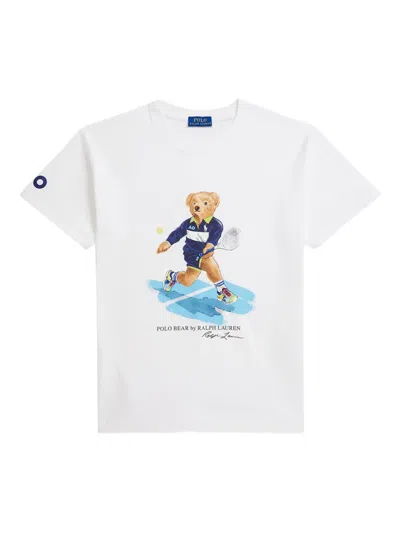 Polo Ralph Lauren Bear-print Crew-neck T-shirt In White
