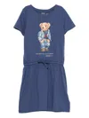Polo Ralph Lauren Bear-print Drawstring-waist Dress In Blue