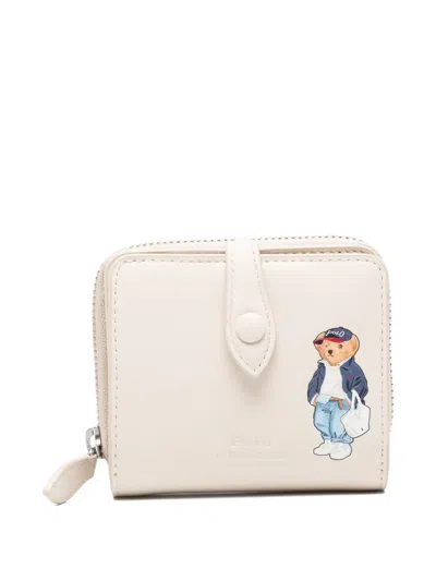Polo Ralph Lauren Bear-print Leather Wallet In White