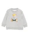 Polo Ralph Lauren Baby Boy Polo Bear Fleece Cotton-blend Sweatshirt Grey In Gray