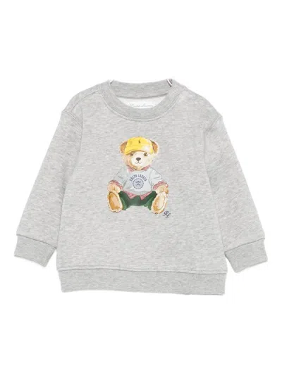 Polo Ralph Lauren Babies' Bear-print Sweatshirt In Gray
