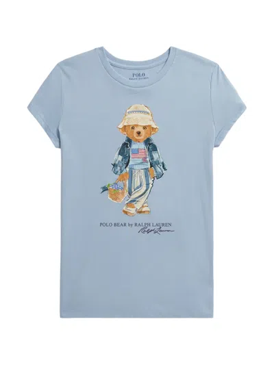 Polo Ralph Lauren Kids' Bear-print T-shirt In Blue