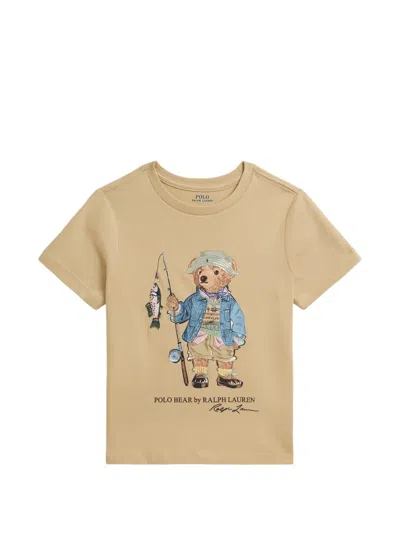 Polo Ralph Lauren Kids' Bear Print T-shirt In Brown