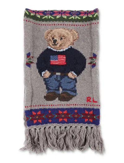 Polo Ralph Lauren Bear Scarf Intarsia In Brown