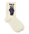 Polo Ralph Lauren Americana Bear Cotton Blend Crew Socks In White