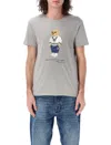 Polo Ralph Lauren Grey Polo Bear Custom Slim-fit T-shirt In Grey Mel