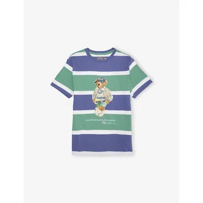 POLO RALPH LAUREN BEAR STRIPED COTTON-JERSEY T-SHIRT 6-14 YEARS