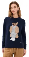 Polo Ralph Lauren Womens Polo Bear Embroidered Wool And Cashmere Jumper Hunter Navy In Blue