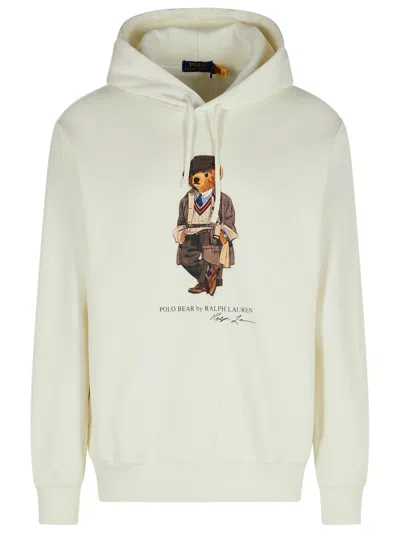 Polo Ralph Lauren Bear Sweatshirt In White Cotton Blend In Neutral