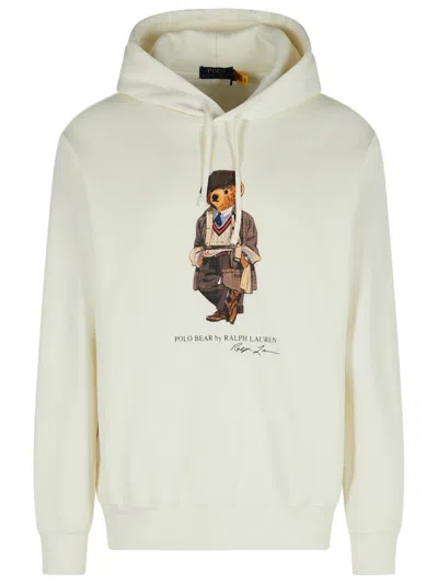 Polo Ralph Lauren Bear Sweatshirt In White Cotton Blend In Neutral