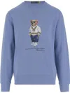 Polo Ralph Lauren Crew Neck Cotton Blend Sweatshirt In Blue