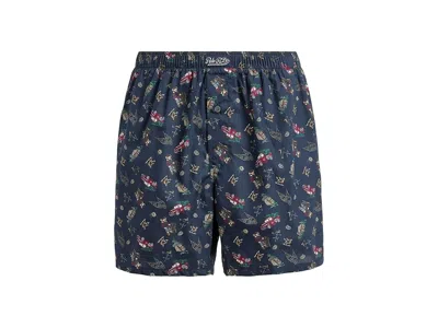 Polo Ralph Lauren Bear Woven Boxer Men's Underwear 1: Md, Cotton In Blue