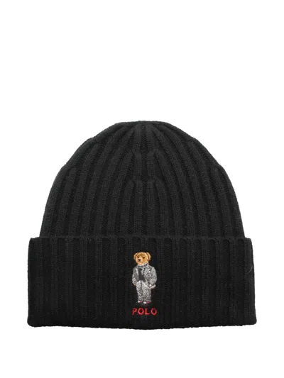 Polo Ralph Lauren Bear-embroidered Beanie Hat In Red
