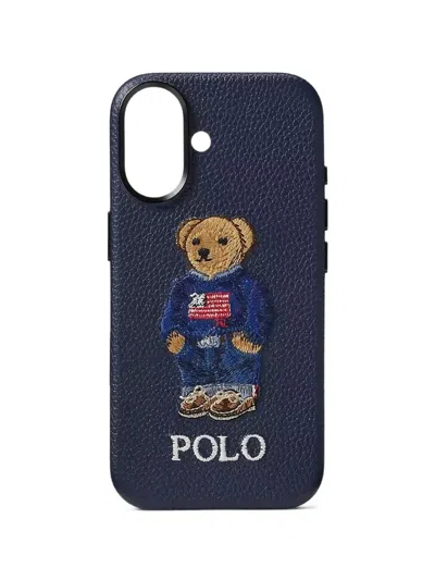 Polo Ralph Lauren Bear-embroidered Phone Case In Blue
