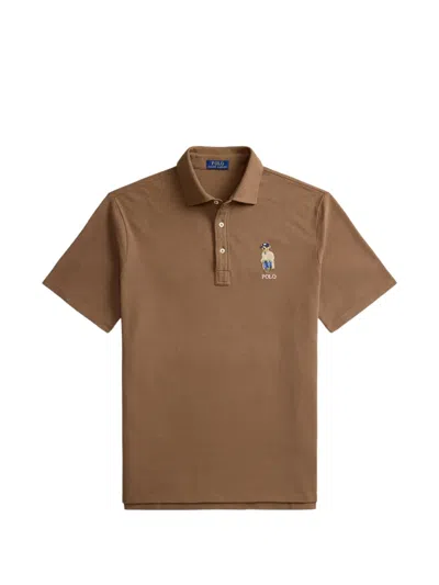 Polo Ralph Lauren Bear-embroidered Polo Shirt In Braun
