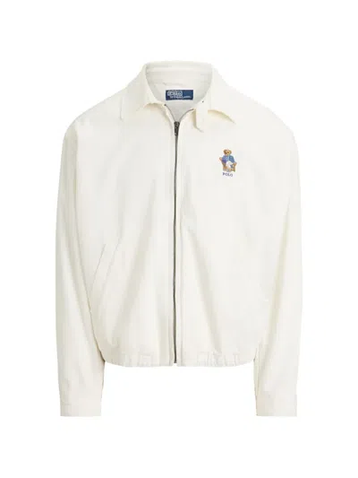 Polo Ralph Lauren Bear-embroidered Twill Jacket In Neutral