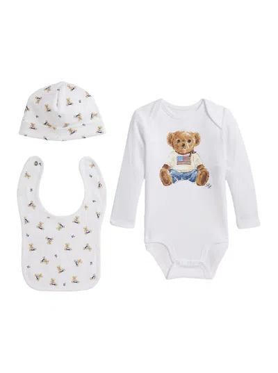 Polo Ralph Lauren Bear-print Cotton Bodysuit In White