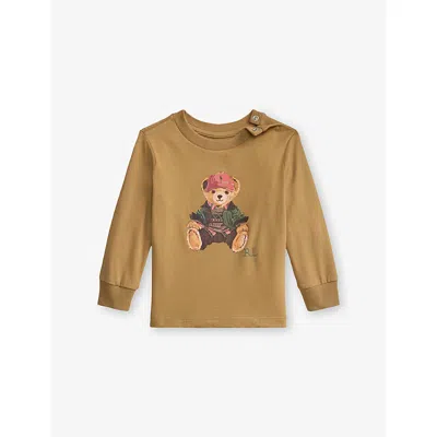 Polo Ralph Lauren Kids' Bear-print Cotton T-shir In Camel