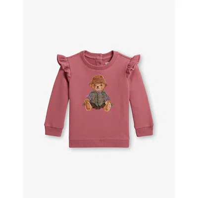 Polo Ralph Lauren Kids' Bear-print Cotton-blend Sweatshirt 3-24 In Canvas Pink