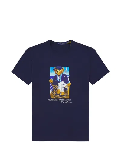 Polo Ralph Lauren Logo-print Cotton-jersey T-shirt In Blue